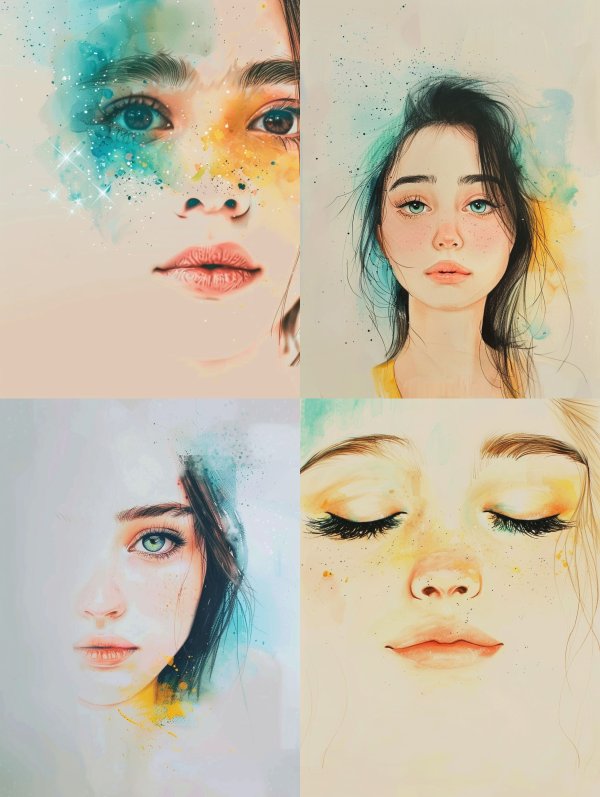 Celestial Watercolor Portrait Dream