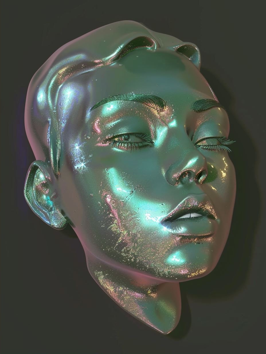 Iridescent Holographic Cybernetic Face - Image 2
