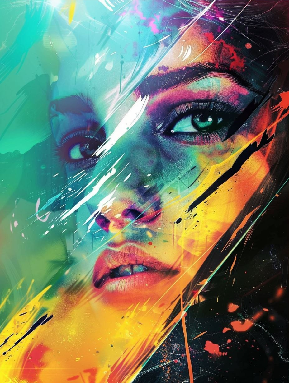 Prismatic Soul Neon Portrait - Image 3