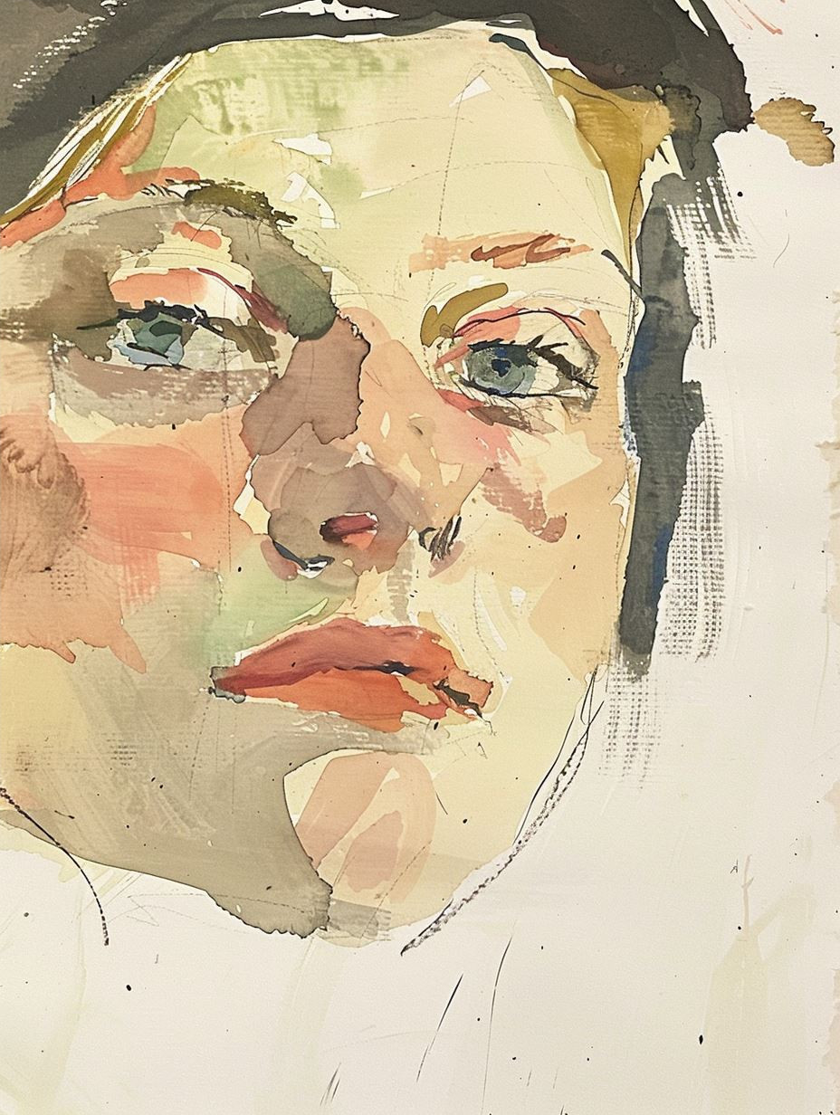 Abstract Watercolor Portrait Study Quad - Image 4