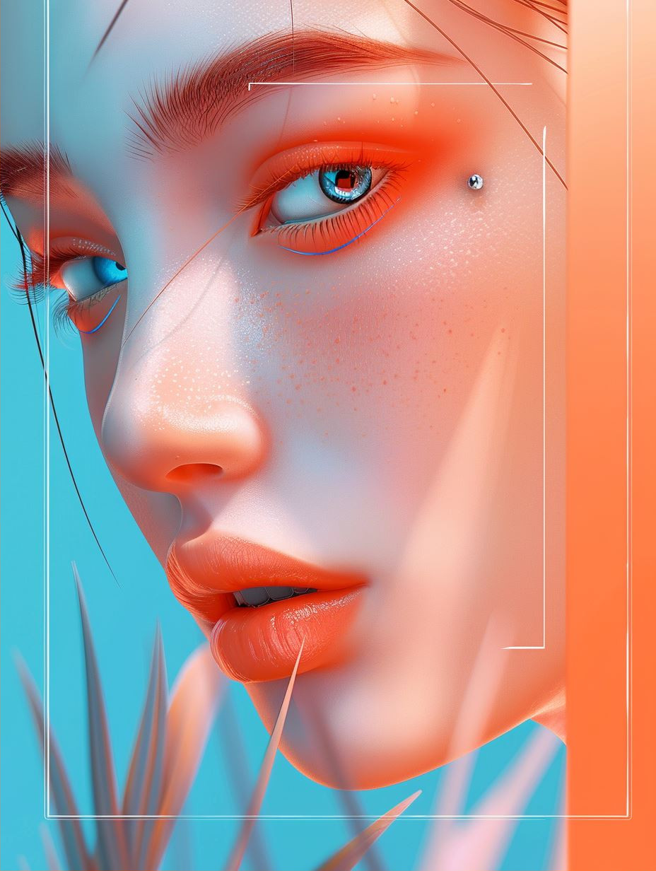 Neon Azure Cyberpunk Portrait - Image 2