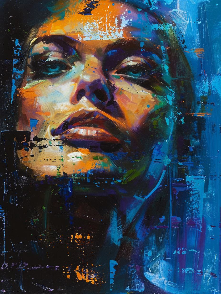 Electric Blue Abstract Portrait - Image 3