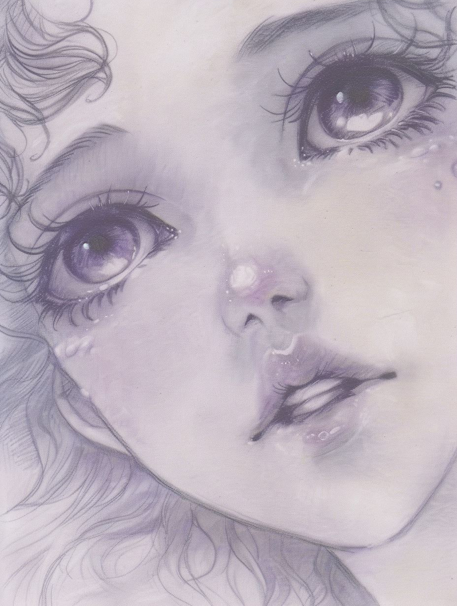 Ethereal Violet Watercolor Portraits - Image 3