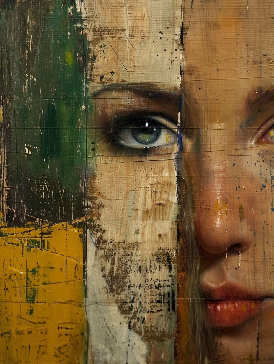 Fragmented Gazes in Textured Oil Layers - Image 1