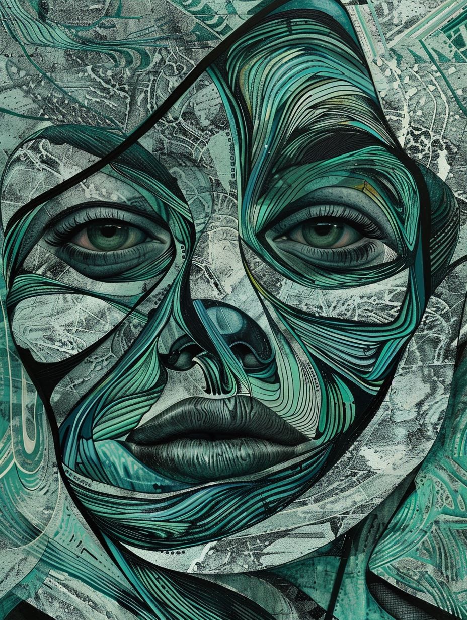 Surreal Teal Fluidity Portrait - Image 3