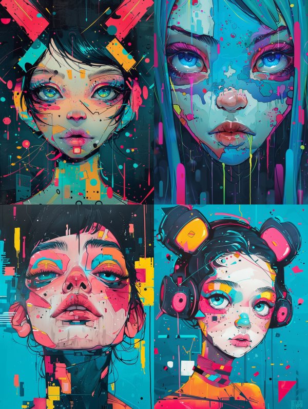 Neon Glitch Cyberpunk Portraits