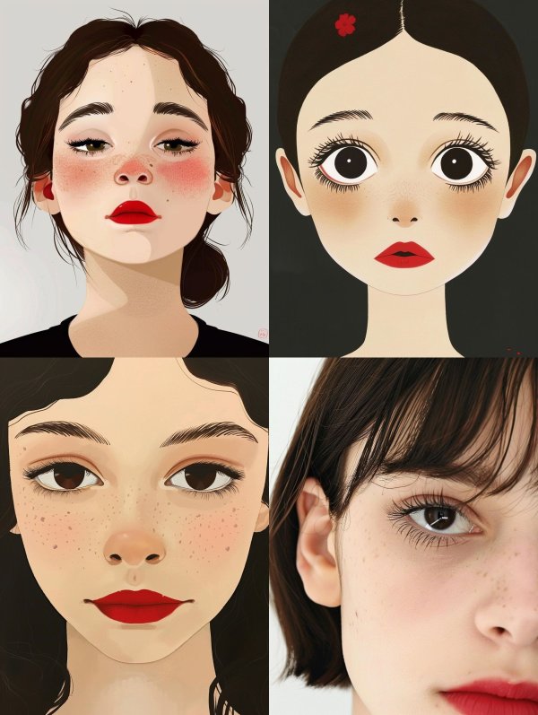 Digital Art Portraits of Freckled Women