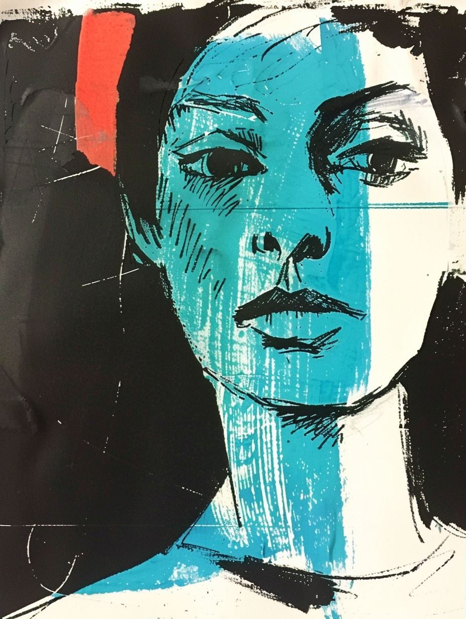Azure Ink Portrait - Image 1