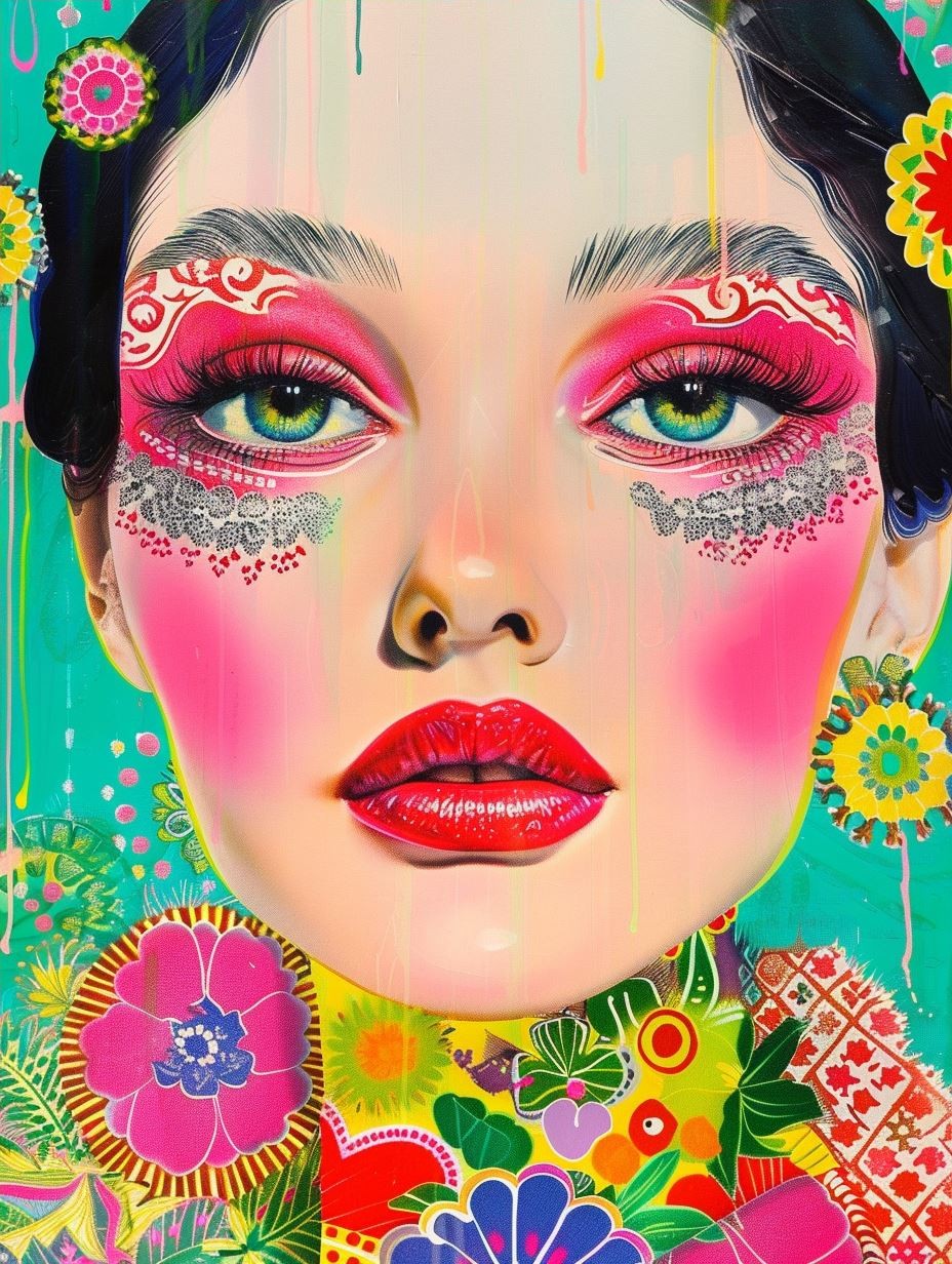 Neon Floral Psychedelic Portrait - Image 4