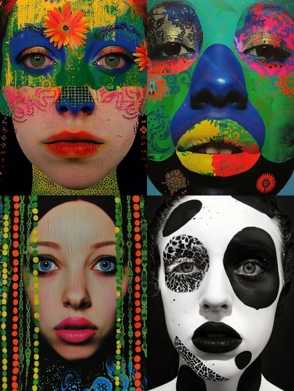 Vibrant Surrealist Face Art