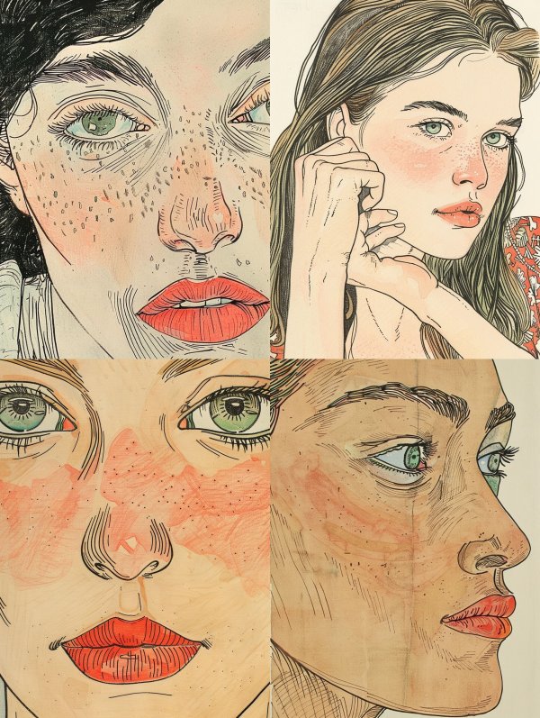 Diverse Beauty in Ink and Watercolor