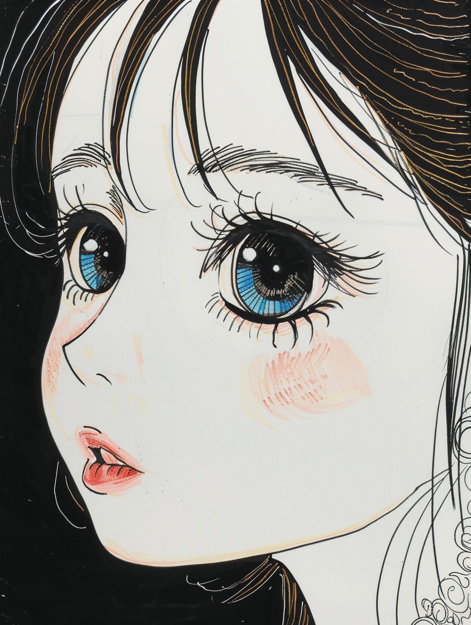 Elegant Shojo Manga Portrait Study - Image 4