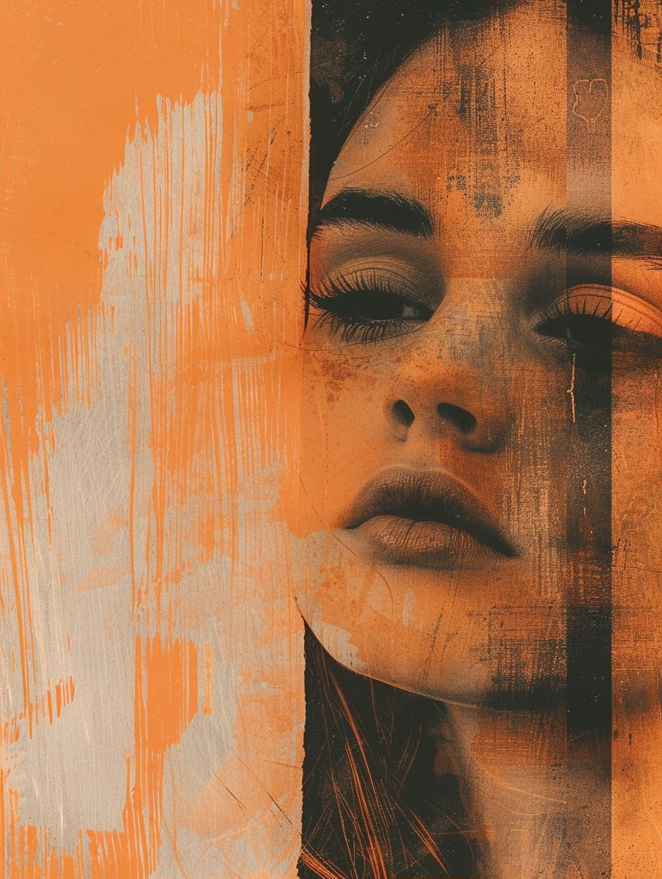 Abstract Orange Portrait Collage - Image 2