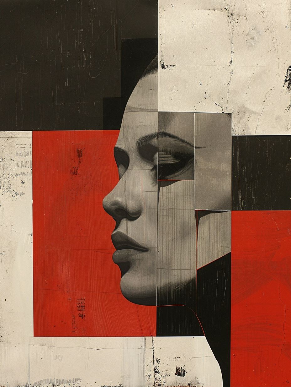 Fragmented Crimson Portrait Study - Image 2