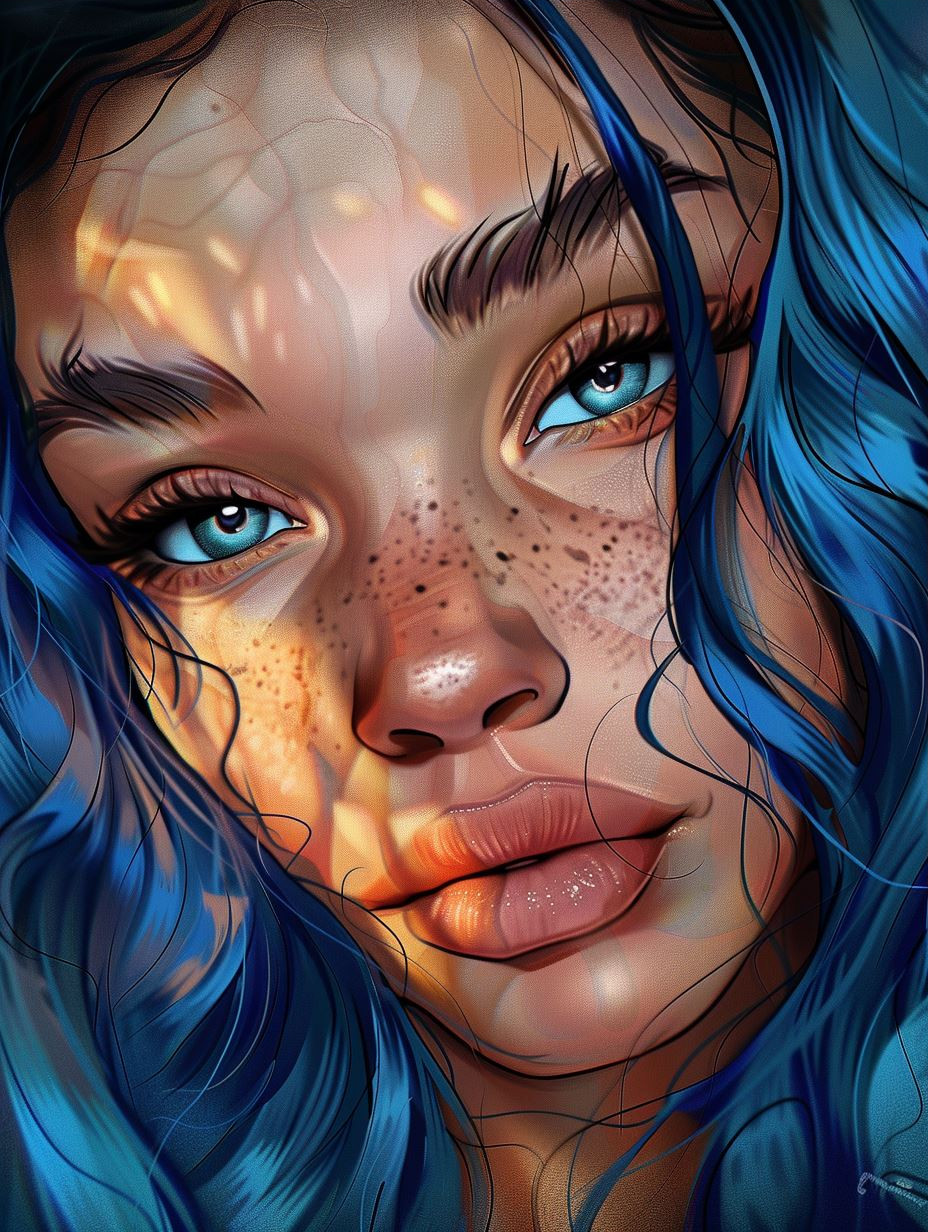 Azure Gaze: A Study in Freckles - Image 3
