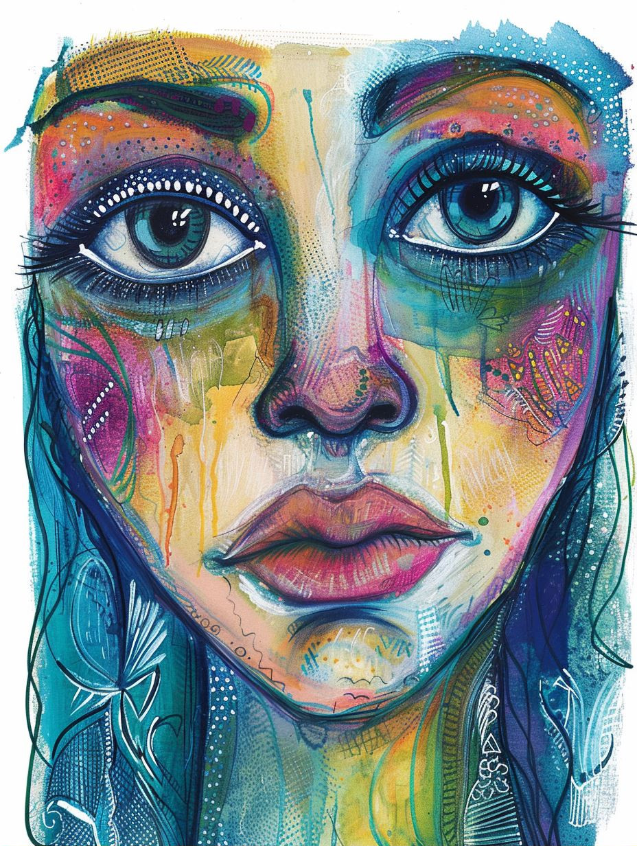 Vibrant Psychedelic Portrait Study - Image 1