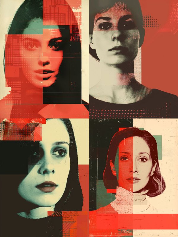 Fragmented Crimson Digital Portrait