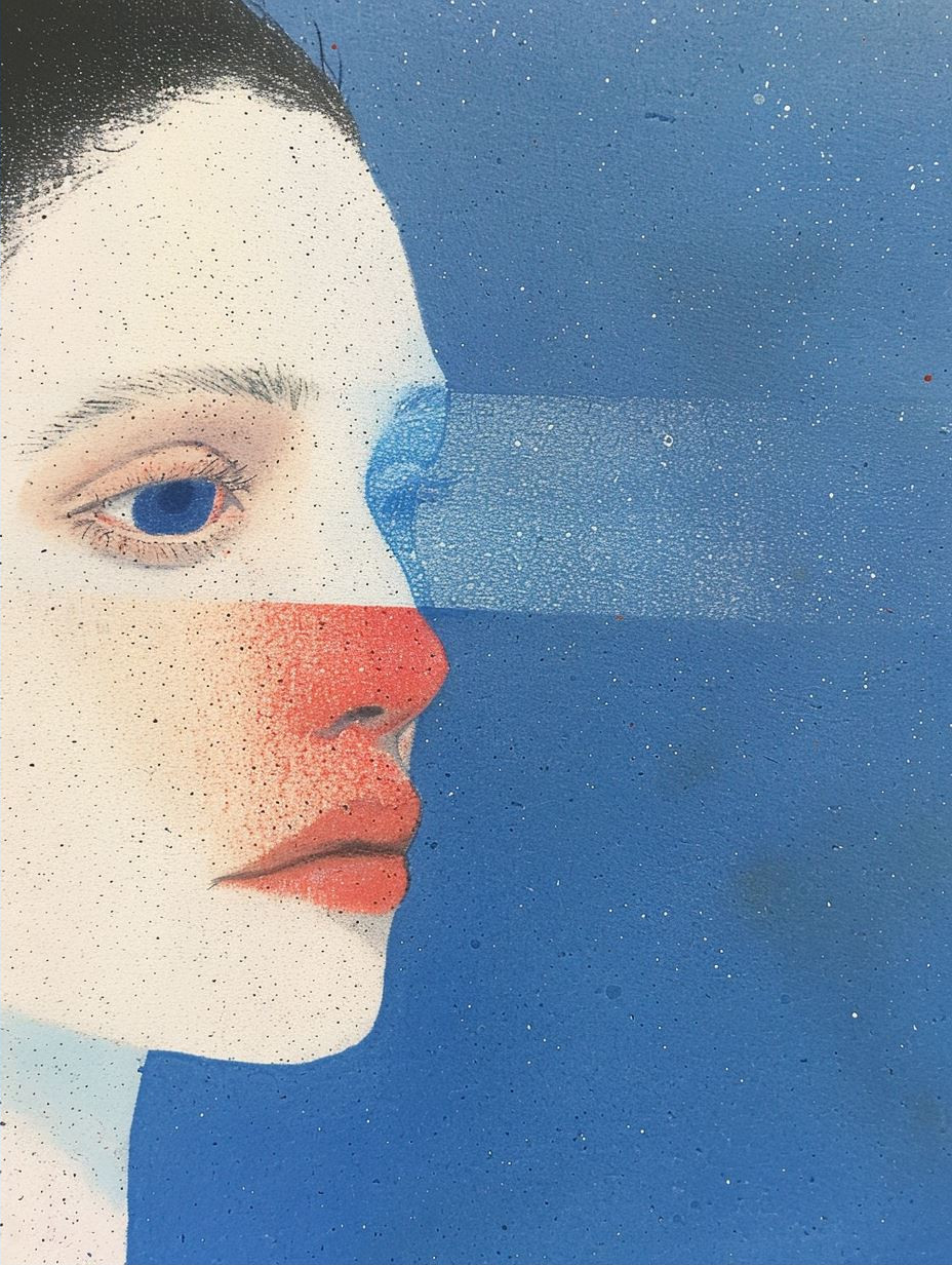 Ethereal Blue Grain Portrait - Image 2