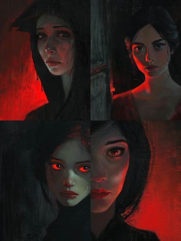 Crimson Shadows in the Rain