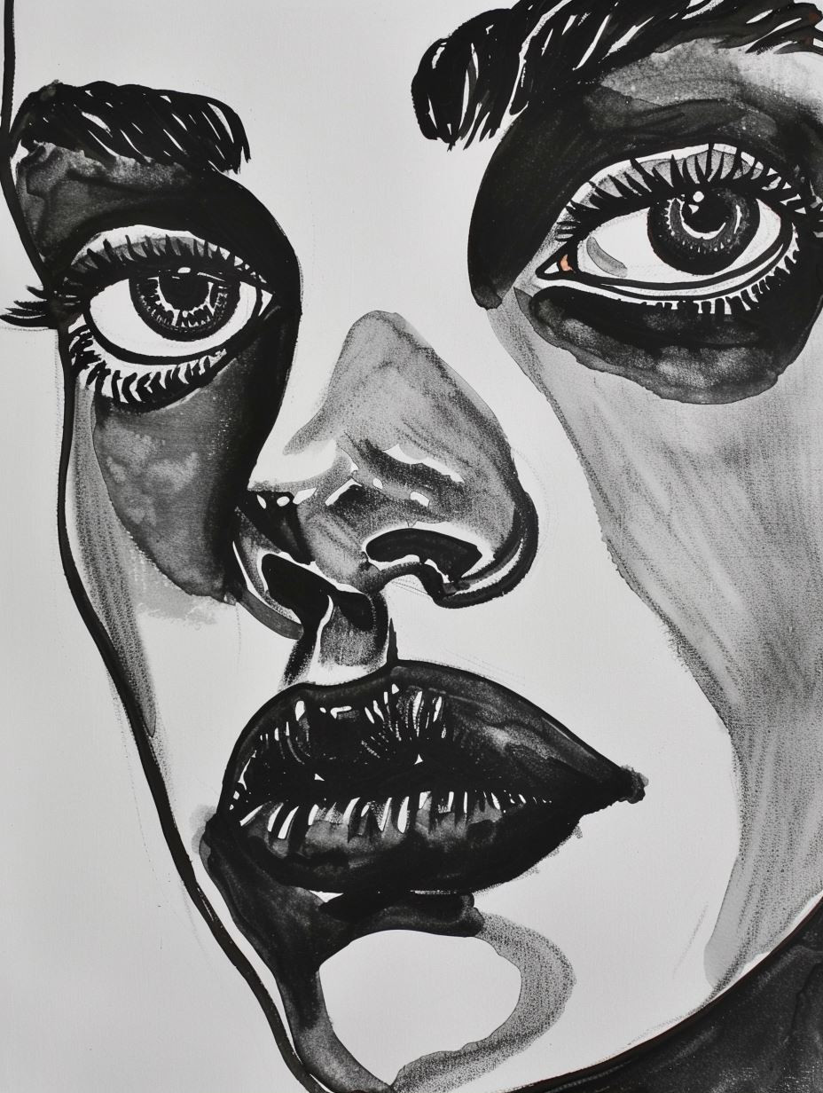 Abstract Monochrome Facial Expressions - Image 1
