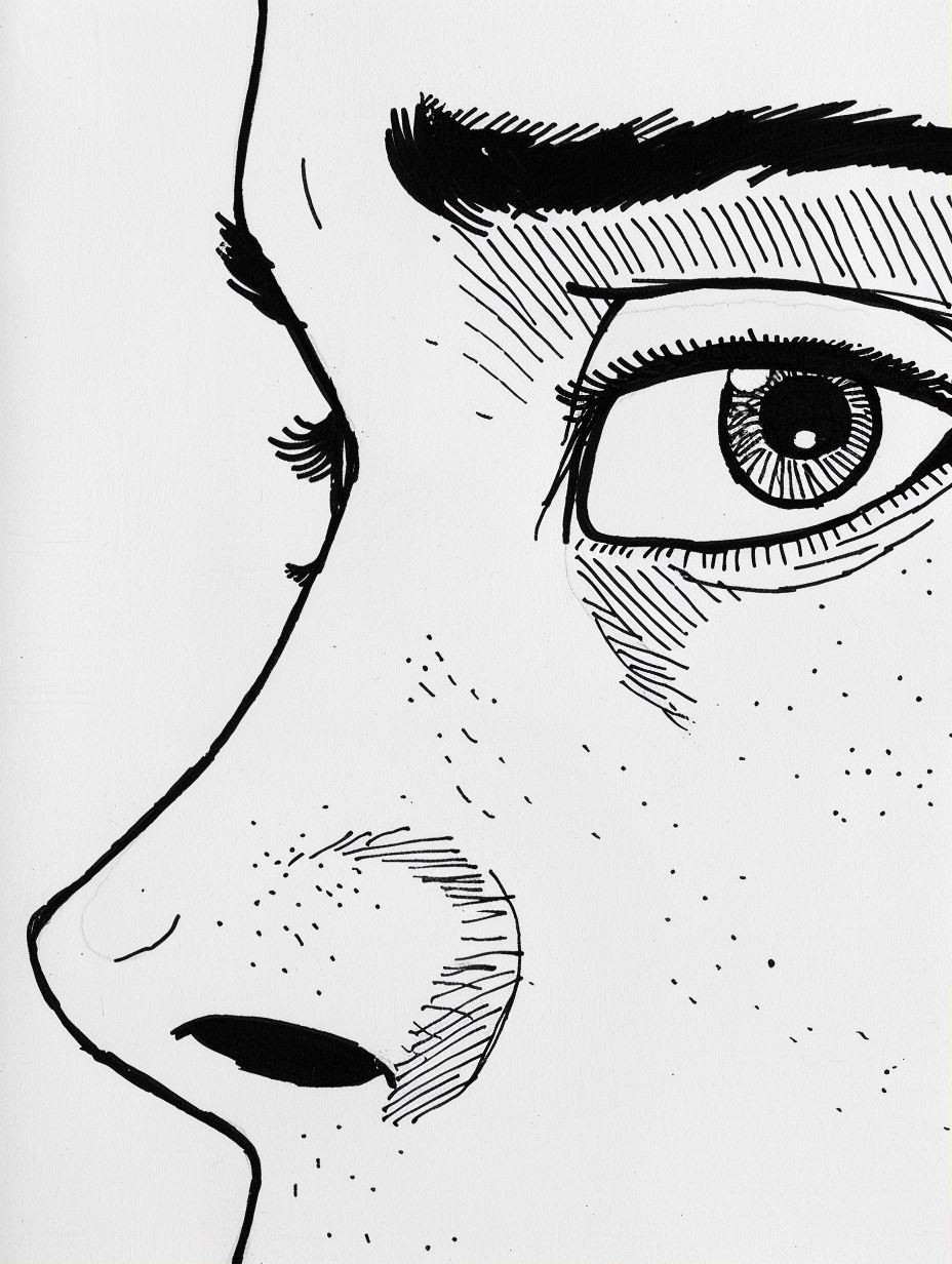 Minimalist Ink Manga Portrait - Image 1