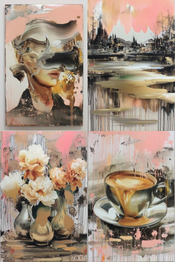 Abstract Fluidity in Pink and Gold