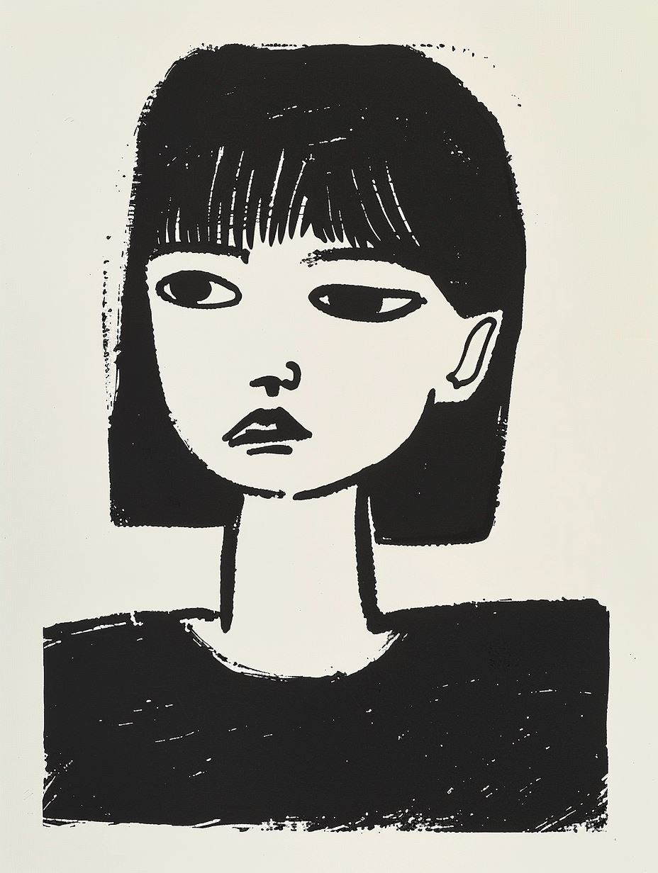 Minimalist Linocut Portrait Study - Image 4