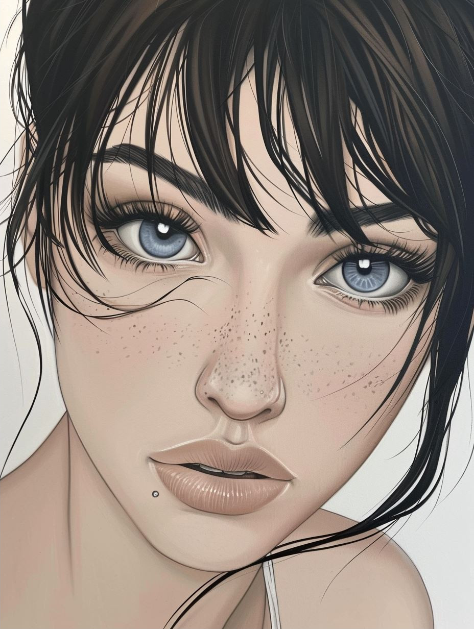 Elegant Monochrome Ink Portrait - Image 2