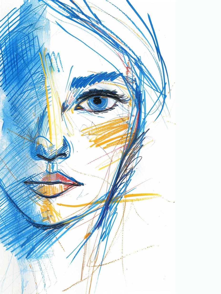 Ethereal Sketch of Azure Gaze - Image 2