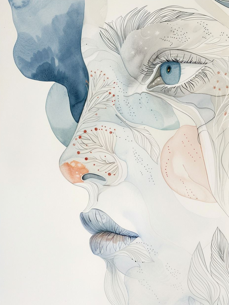 Floral Ethereal Portraits in Blue and Peach - Image 4
