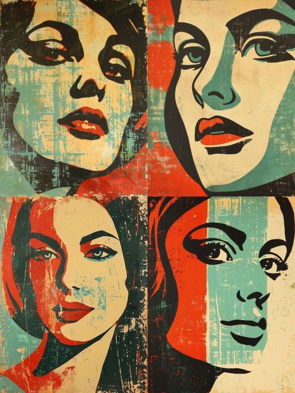 Vibrant Pop Art Quad Portrait