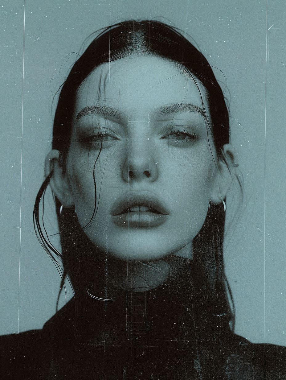 Ethereal Cyan Cinematic Portrait