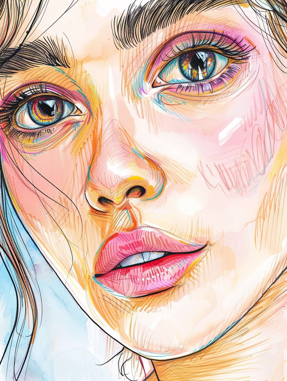 Vibrant Watercolor Portrait Study - Image 4