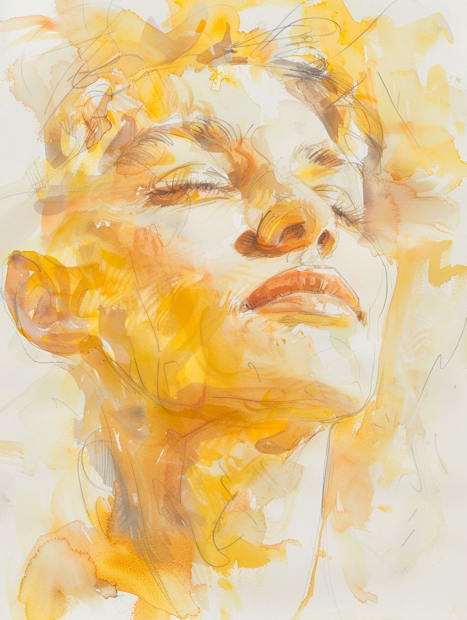 Golden Ethereal Watercolor Portrait - Image 2