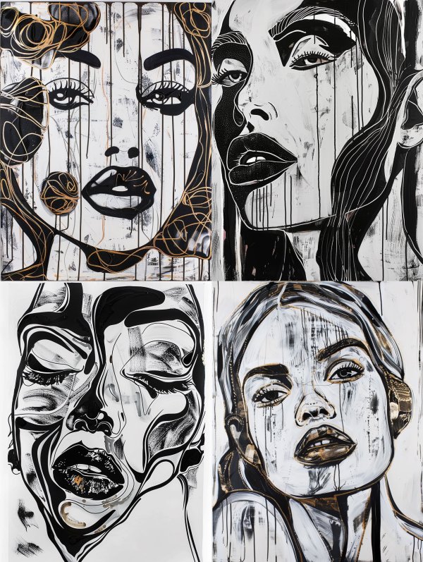 Abstract Monochromatic Fluid Portraits