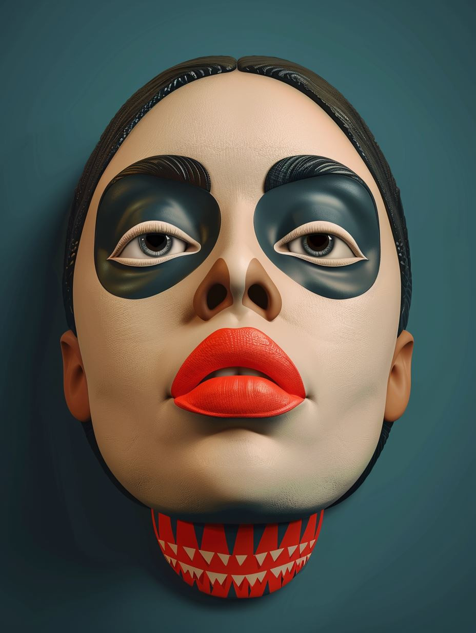 Crimson Accents Surreal Portrait - Image 3