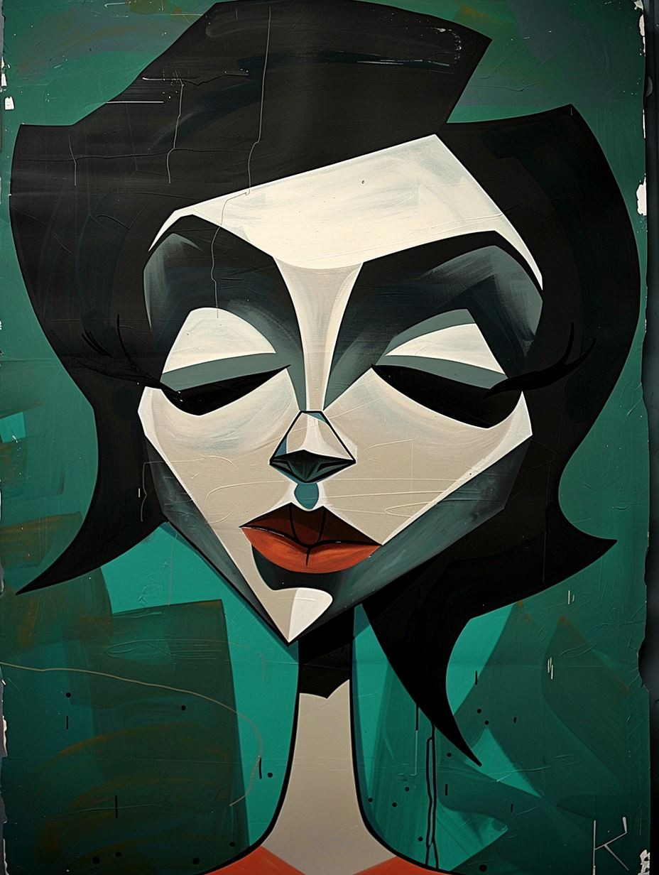 Emerald Gaze Modernist Portrait - Image 2