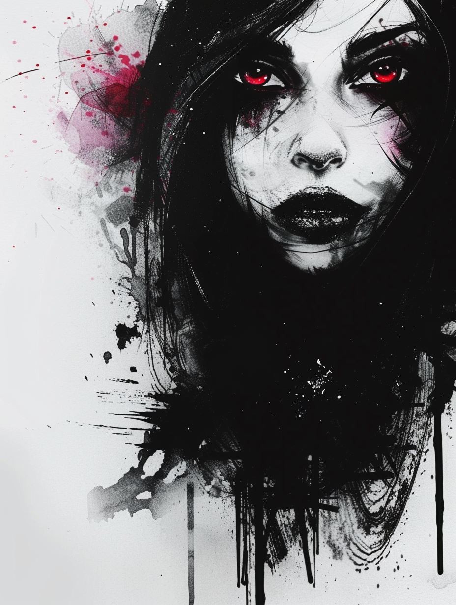Dark Gothic Ink Splatter Portraits - Image 3