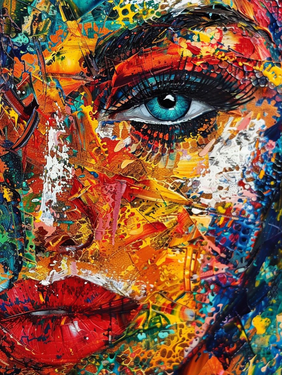 Vibrant Impasto Portrait Gaze - Image 3
