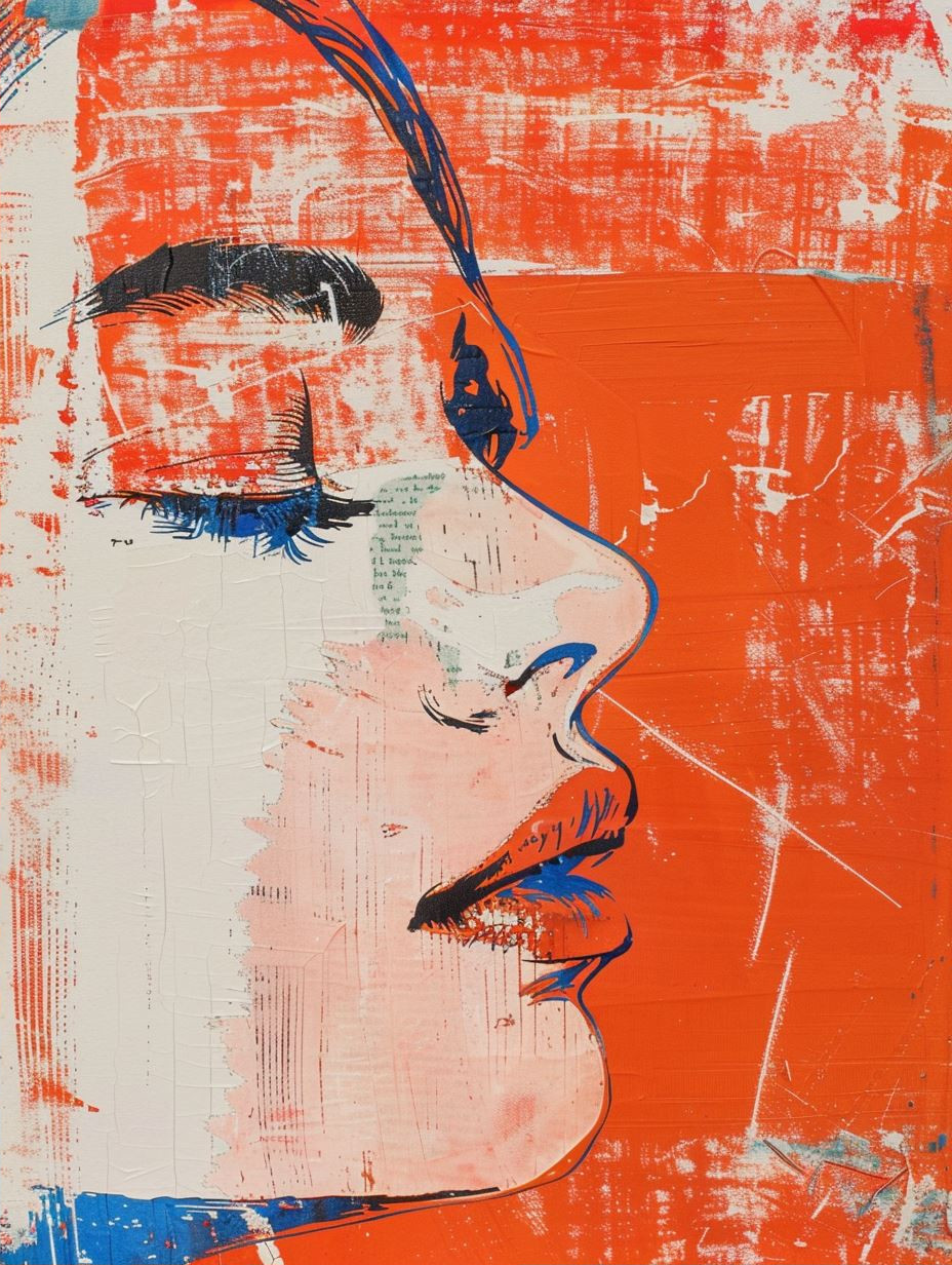 Abstract Crimson Portrait Fragments - Image 2