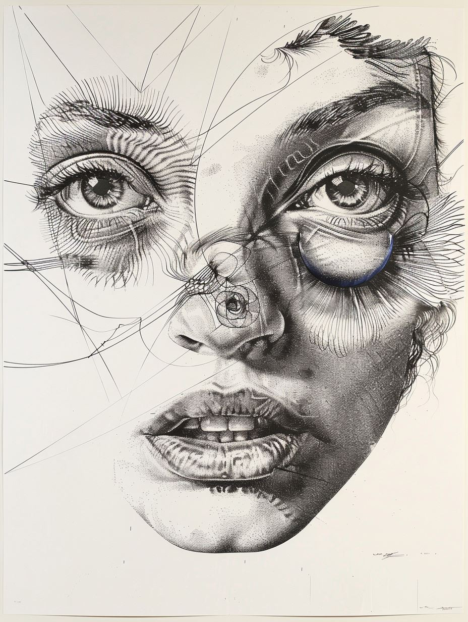 Fragmented Surrealist Pencil Portraits - Image 1