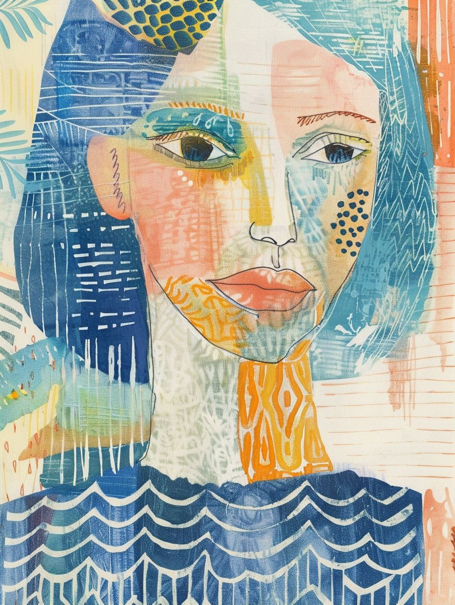 Abstract Fragmented Portrait in Blue - Image 1