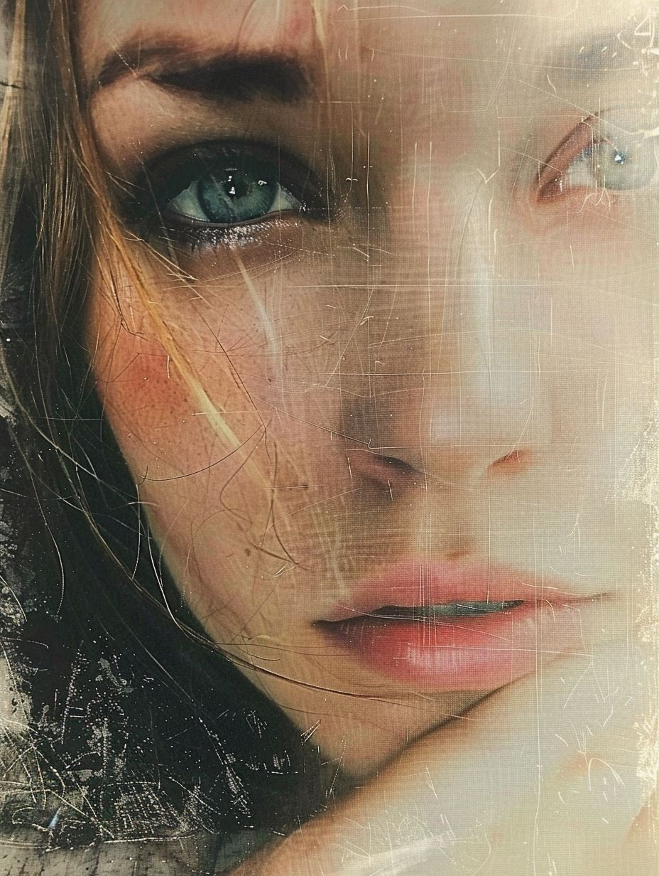 Weathered Gaze Through Cracked Glass - Image 2