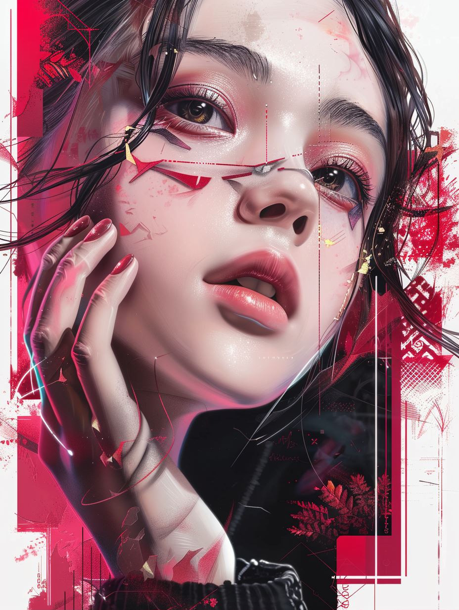 Crimson Ethereal Cyberpunk Portraits - Image 1