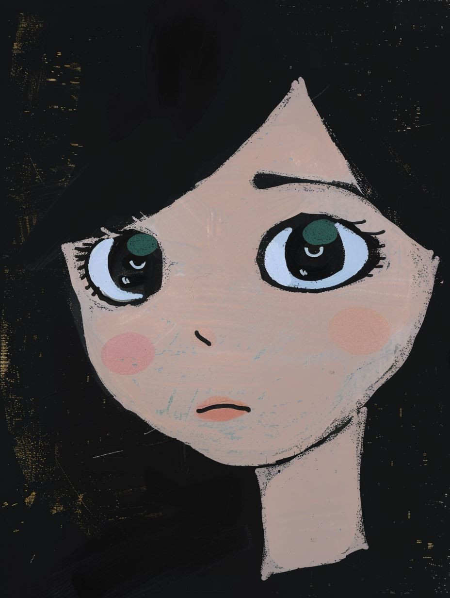 Melancholy Gaze in Dark Contrast - Image 1