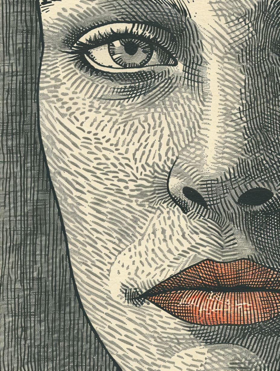 Stippled Portrait of Quiet Contemplation - Image 3