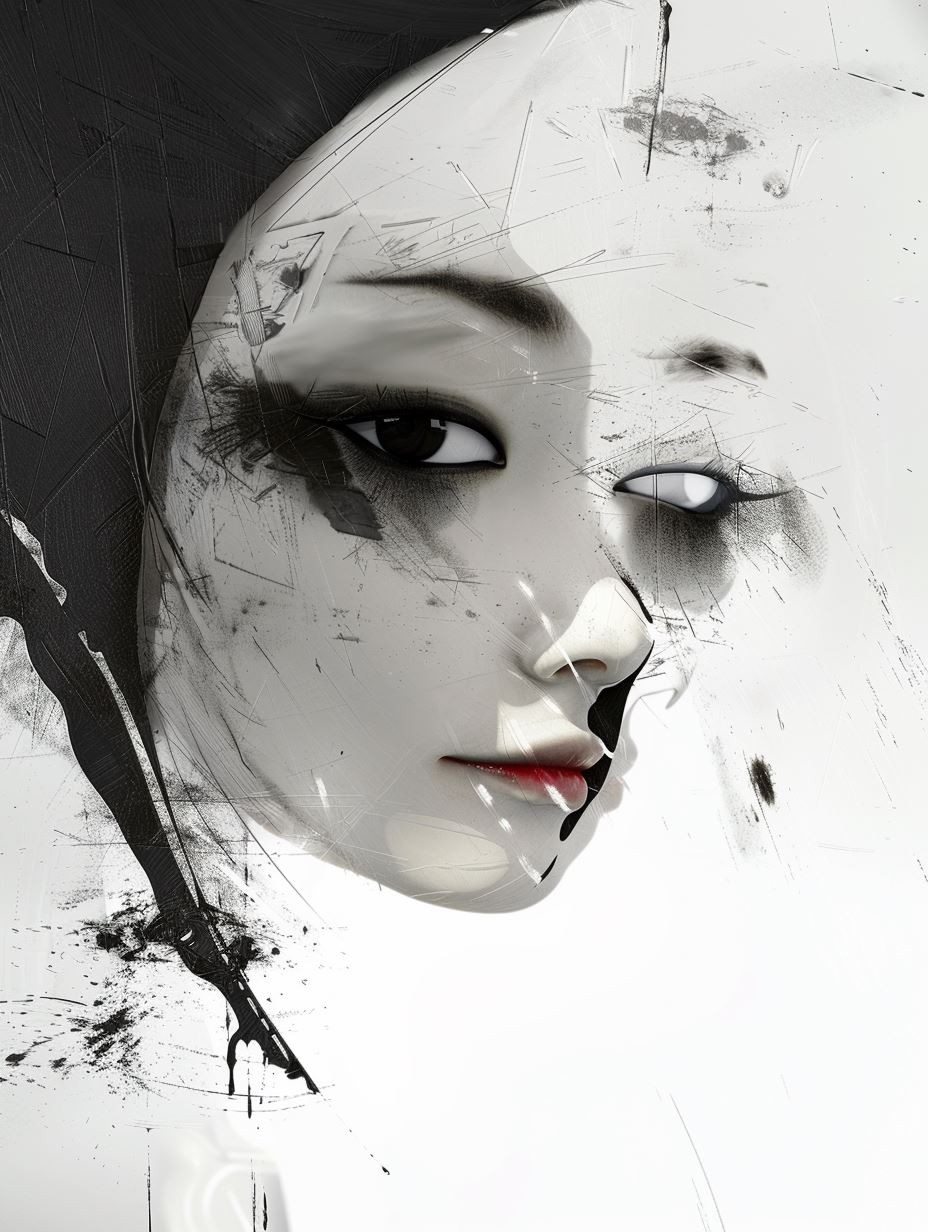 Monochrome Ink Ethereal Portrait - Image 2