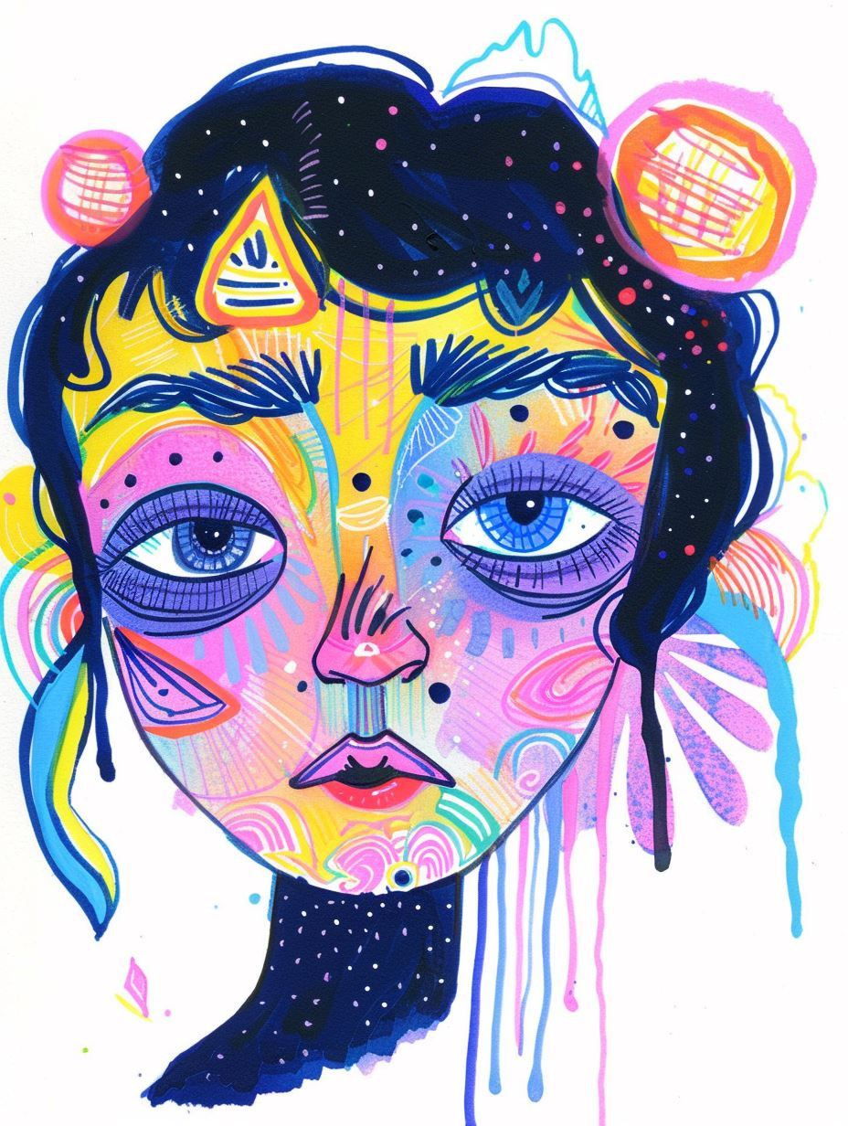 Vibrant Surrealist Portraits in Neon Hues - Image 3