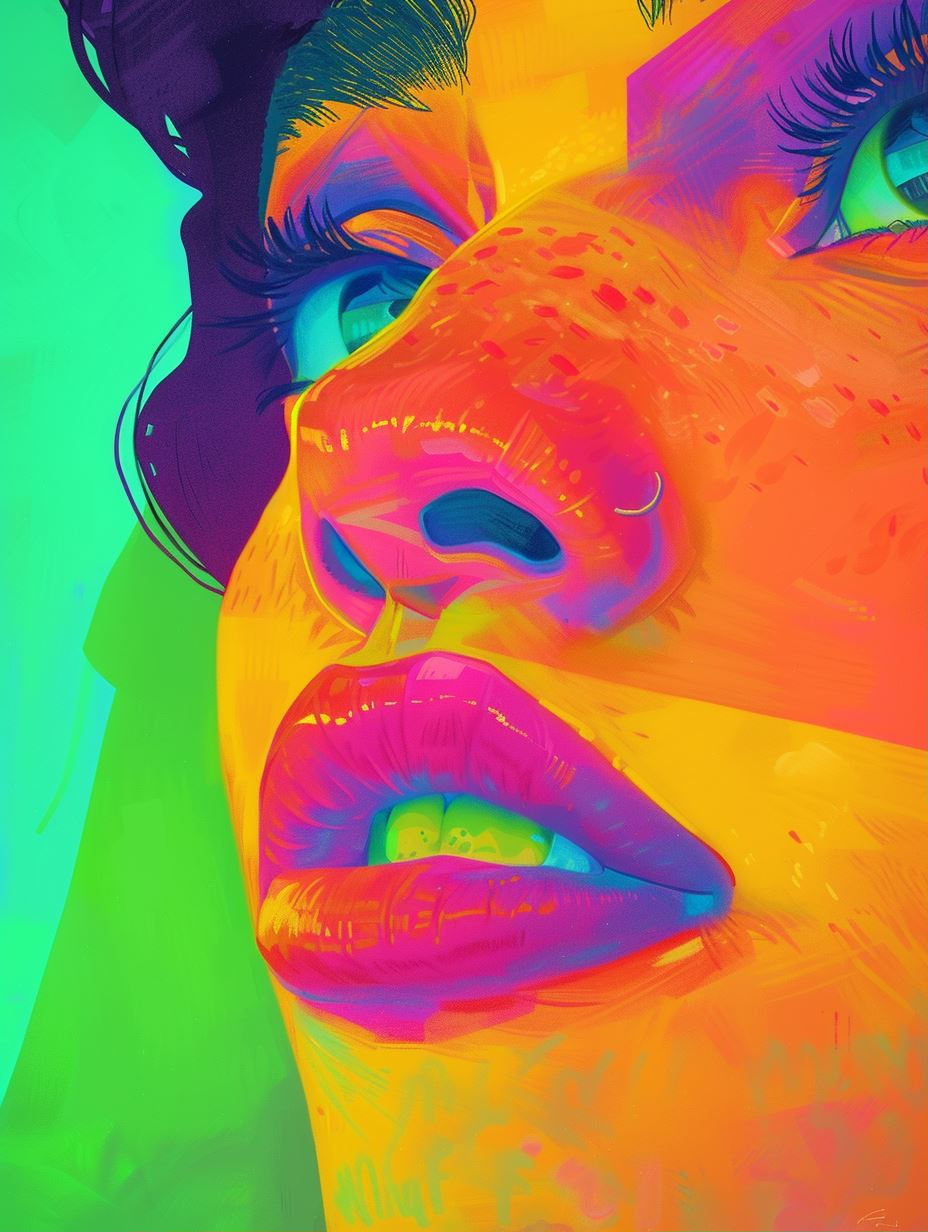 Neon Dreams: A Quad-Panel Portrait - Image 1