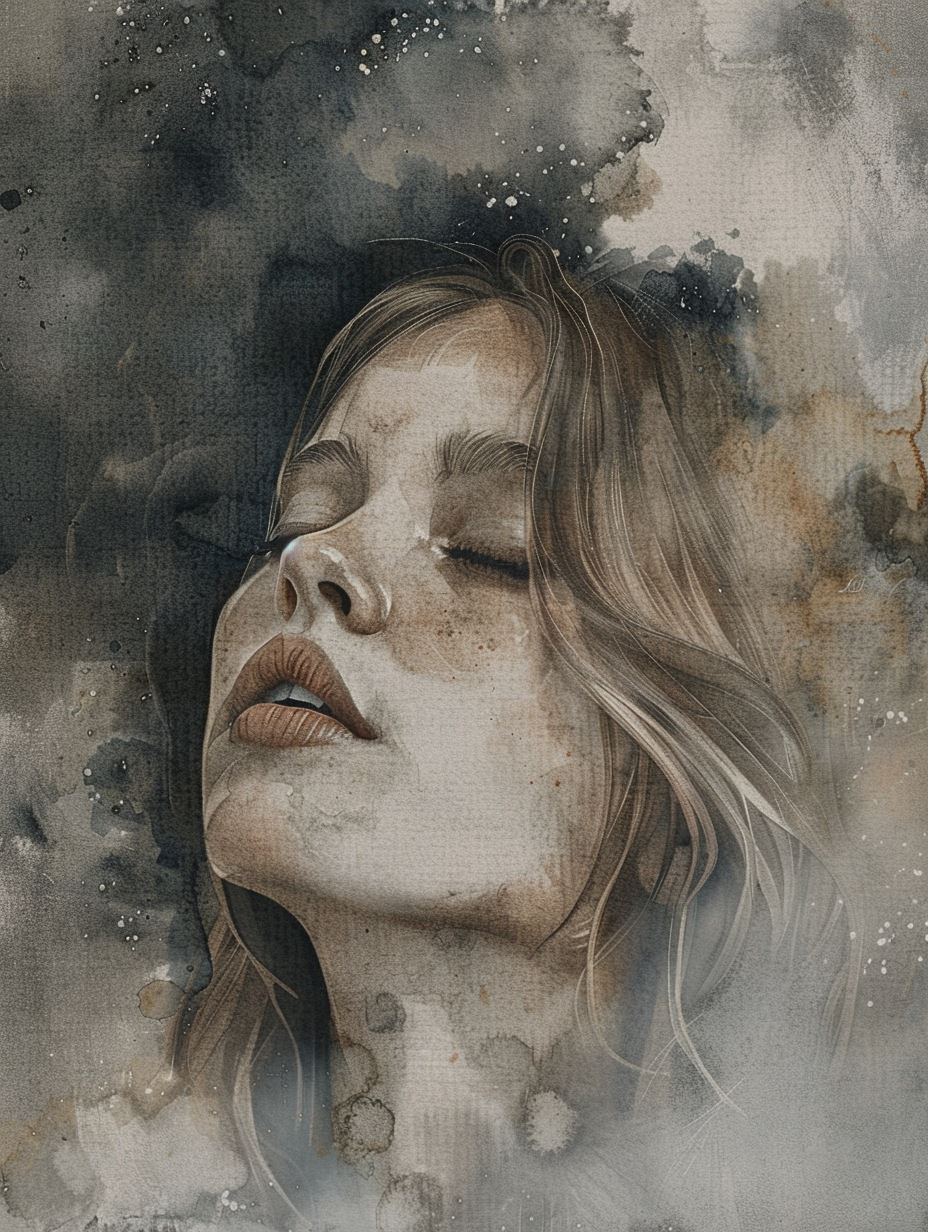 Ethereal Watercolor Portrait in Gold - Image 2